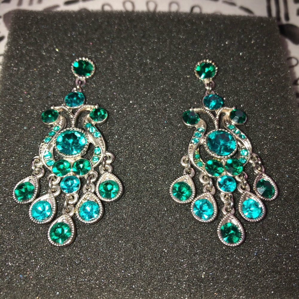 Turquoise And Green Statement Dangle Earrings - image 4